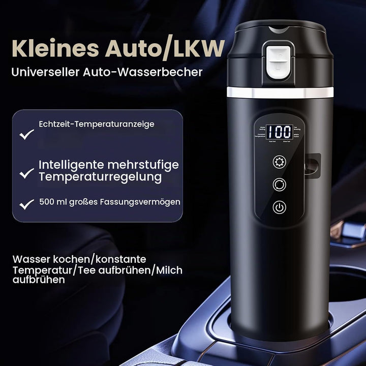 PORFOYO Wasserkocher Für Auto, 12V Auto Mini-Kaffee-Wasserkocher, 500ml, Schwarz, Bis Zu 100℃ Variab