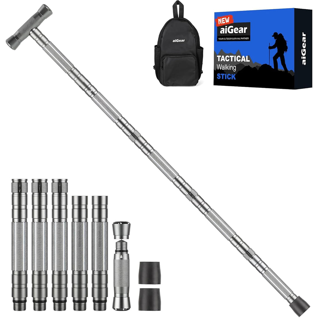aiGear Wanderstöcke 5/6/7/8 Rohres Schwarz Aluminium mit 3 Wandern Zubehörs Grau ‎5 Tubes/39", Grau