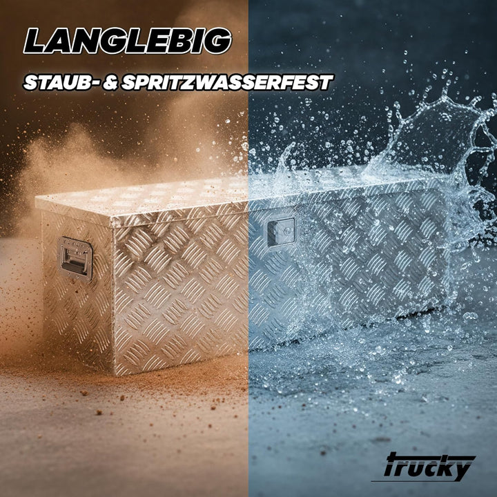 Trucky Truckbox aus Aluminium, Modell D160, 109 x 40 x 38 cm, Abschliessbar, Robustes Riffelblech, i