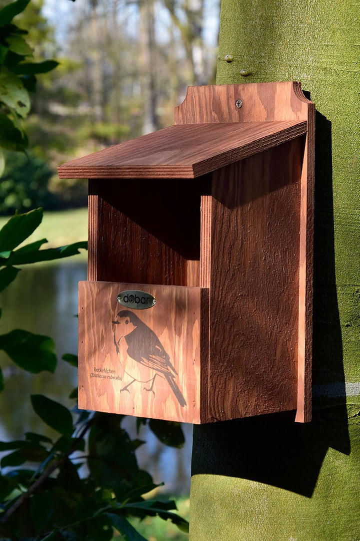 dobar® green label 22366FSCe Nistkasten "Rotkehlchen" - Halbhöhlenkasten aus Holz - Nisthilfe für Ha