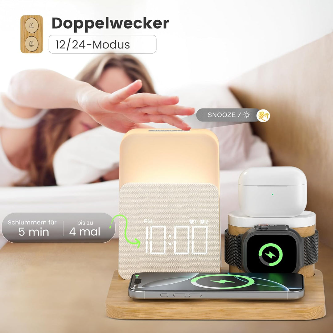 COLSUR 5 in 1 Ladestation für Apple Watch iPhone Airpods,15W Schnell Wireless Charger für iPhone 17/