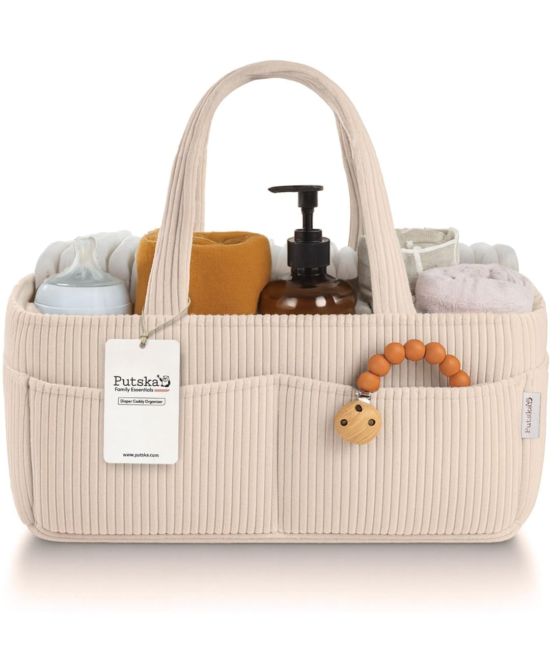 PUTSKA Baby Diaper Caddy Organizer for Changing Table – Stylish Nursery Storage Basket, Newborn Esse