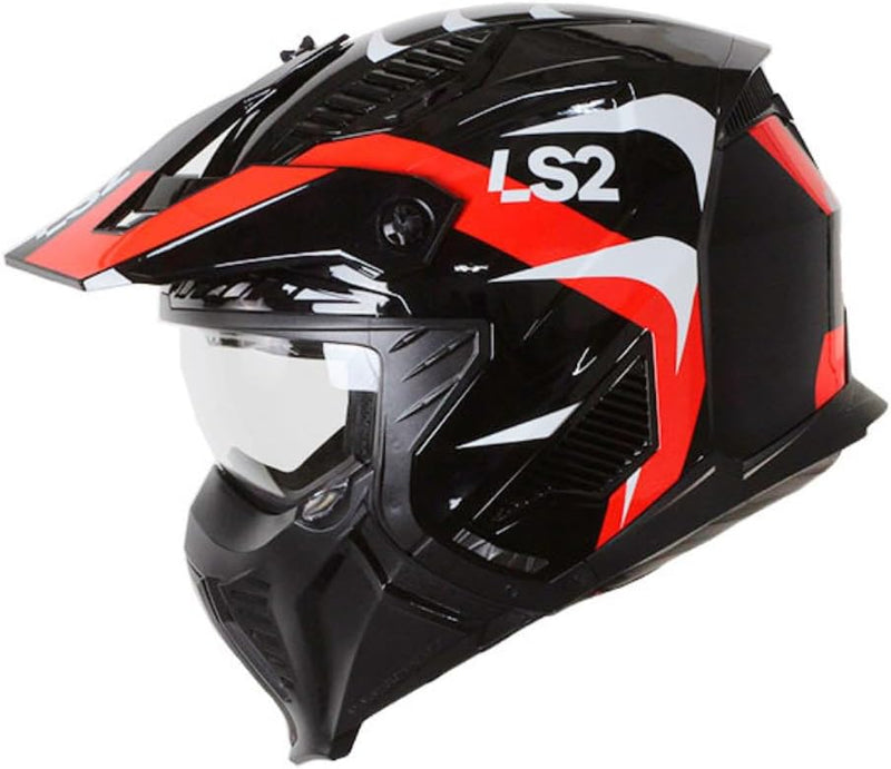 LS2, Jet modularhelme motorrad DRIFTER Triality Red 2206, XS XS Red black, XS Red black