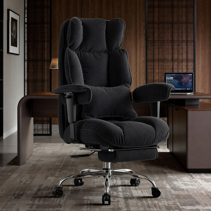 Efomao XXL Bürostuhl bis 200 kg, Schwerlast Stoff Chefsessel mit Fussstütze, Ergonomischer Computers