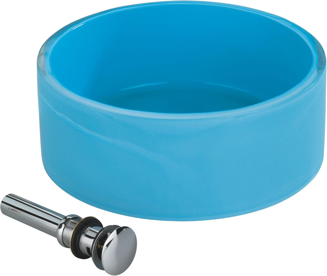 Wenko 18920100 Waschbecken Tropic Blue - mit Pop-Up Abfluss, Polyresin, Ø 43 x 16 cm, hellblau