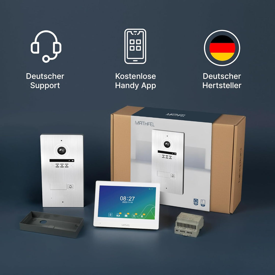 Mathfel 2-Draht Video Türsprechanlage mit Gesichtserkennung – WLAN Monitor, 2MP HD Kamera, 170° Weit