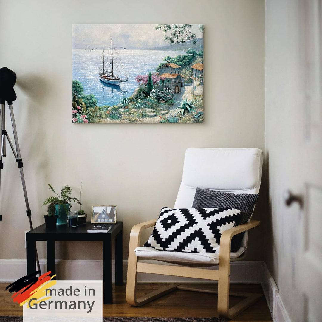 ARTland Leinwandbilder Wandbild Bild auf Leinwand 40x30 cm Wanddeko Meer Küste Bucht Toskana Italien