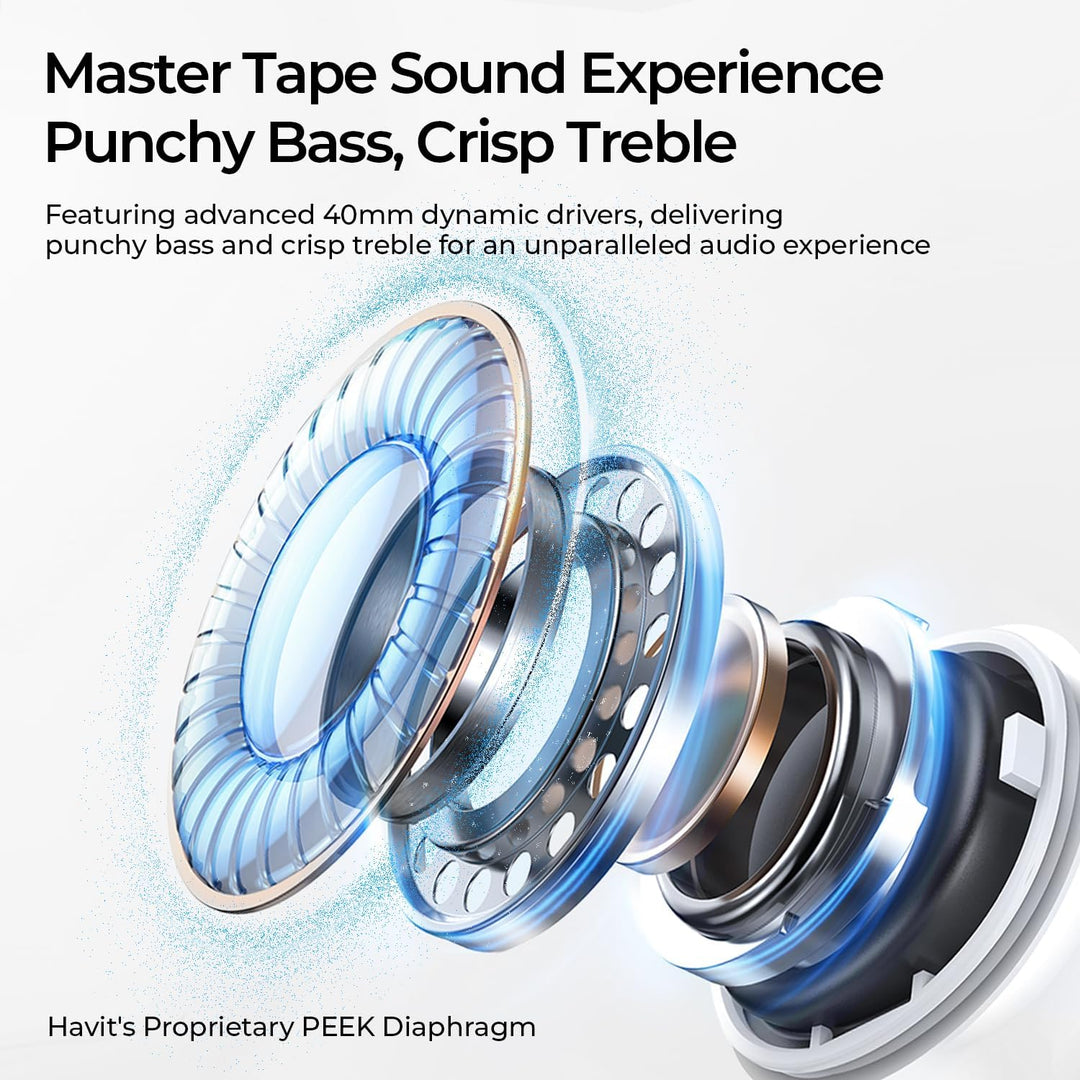 havit Space S1 Adaptive Active Noise Cancelling Headphones, LHDC Bluetooth 6.0 Hi-Res Wireless Over