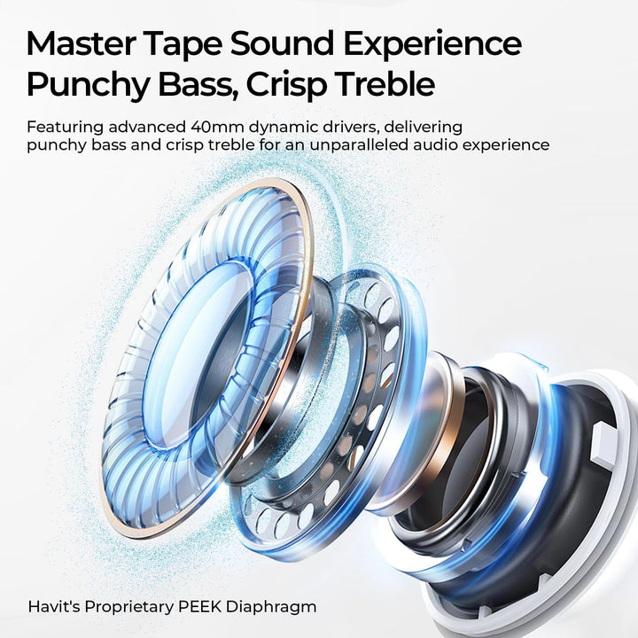 havit Space S1 Adaptive Active Noise Cancelling Headphones, LHDC Bluetooth 6.0 Hi-Res Wireless Over