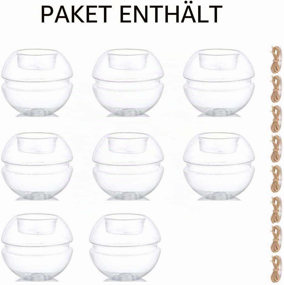 NUPTIO 8 Stück Klarglas Teelichthalter, 2 Nutzungsarten Votive Kerzenhalter, Tischdekoration Hochzei