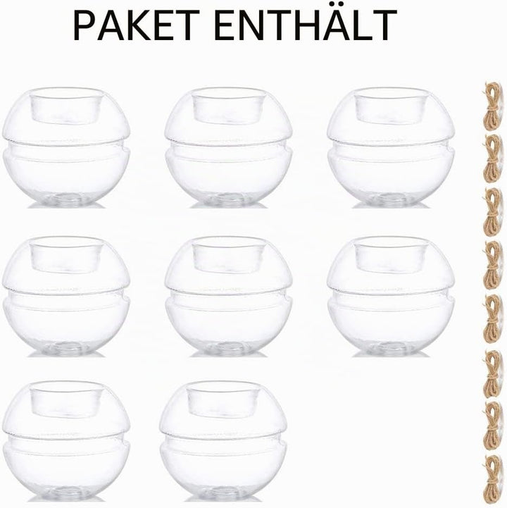 NUPTIO 8 Stück Klarglas Teelichthalter, 2 Nutzungsarten Votive Kerzenhalter, Tischdekoration Hochzei