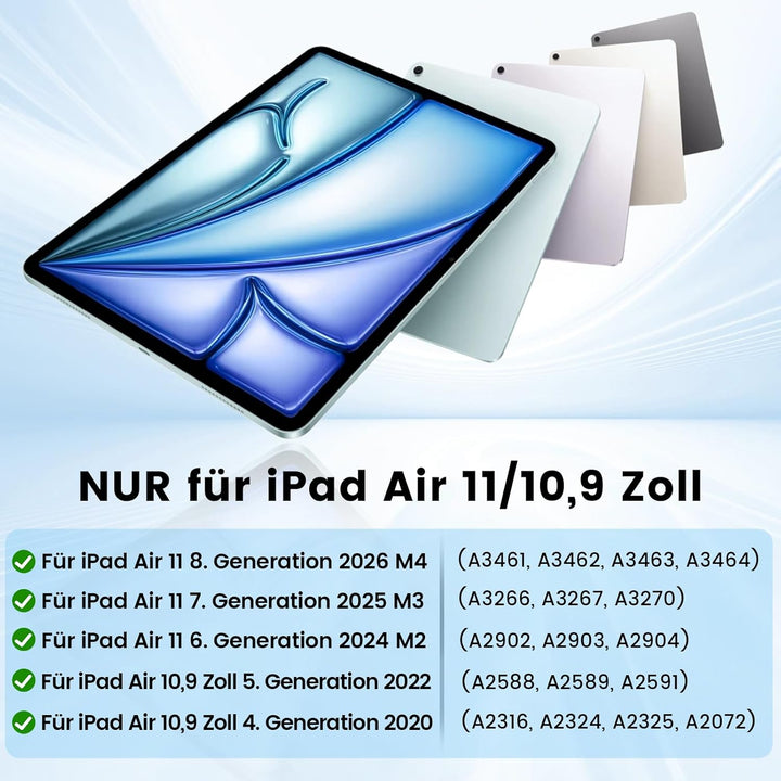 Hülle mit Tastatur für iPad Air 11 Zoll 2026/2025/2024, für iPad Air 10,9 2022/2020 5./4. Generation