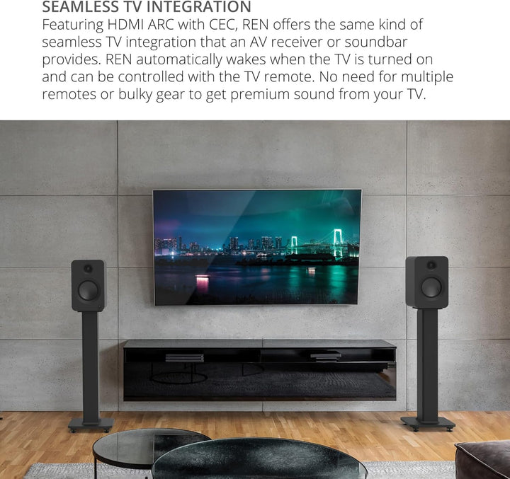 Kanto Ren 200W Powered Speaker System with HDMI ARC Input for TV & Home Theater | USB-C and Bluetoot