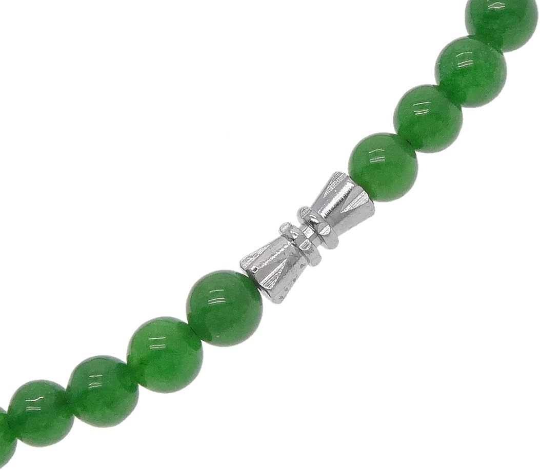 Vifaleno Jade Halskette, natürlicher Jade, grün, rund, 6-14mm