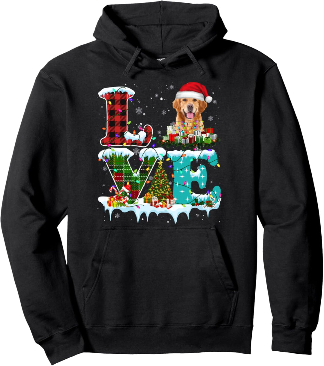 Golden Retriever Weihnachtsbaum Lichter Santa Dog Xmas Pullover Hoodie