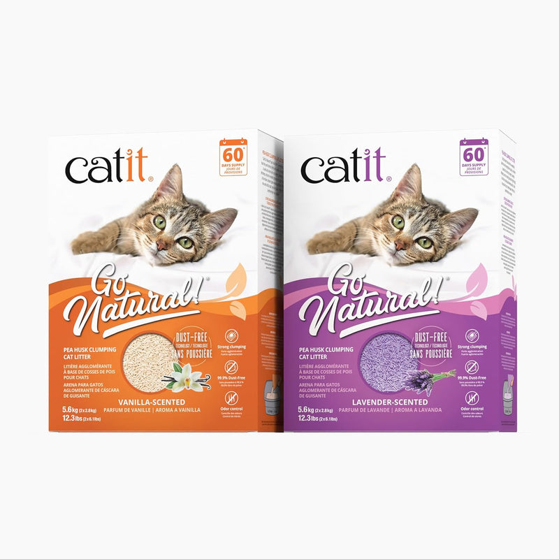 Catit Go Natural!, klumpende Katzenstreu, aus Erbsenhülsen, mit Vanilleduft, 2 x 2,8kg (5,6kg), Vani