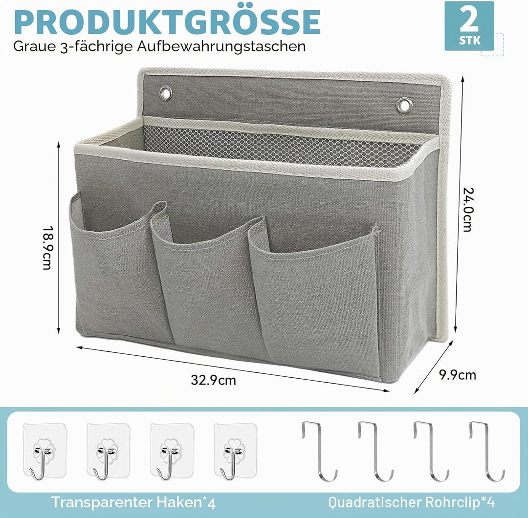 2 Stück Wand Organizer Tasche Hängekörbe Mit Grosser Mesh Abteilung Und 3 Taschen Tür Organizer Plat