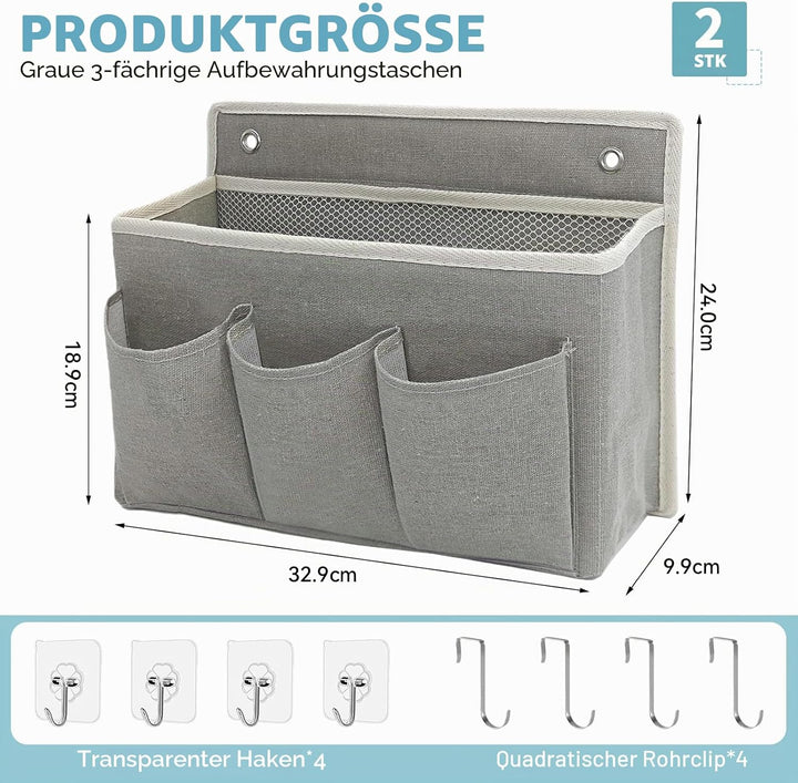 2 Stück Wand Organizer Tasche Hängekörbe Mit Grosser Mesh Abteilung Und 3 Taschen Tür Organizer Plat