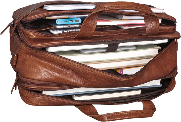 STILORD 'Gigantus' XXL Aktentasche Leder Laptoptasche 17,3 Zoll bis 19 Zoll Sehr Grosse Umhängetasch