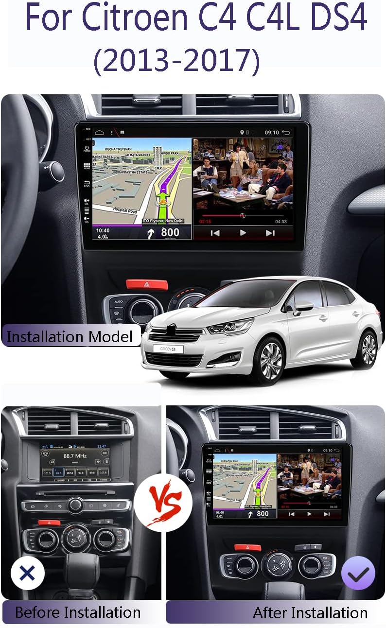 JOYX Android 13 Autoradio Passt für Citroen C4 C4L DS4 (2013-2017) - [4G+64G] -【Eingebaut DSP/Carpla