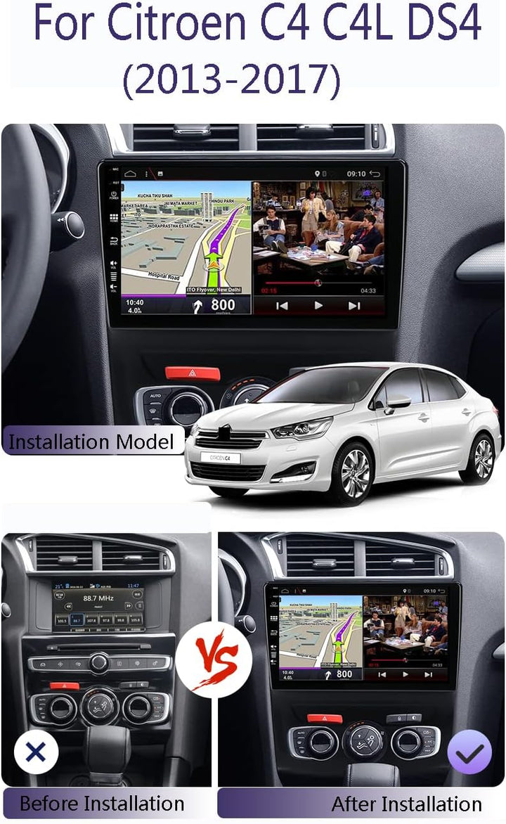 JOYX Android 13 Autoradio Passt für Citroen C4 C4L DS4 (2013-2017) - [4G+64G] -【Eingebaut DSP/Carpla
