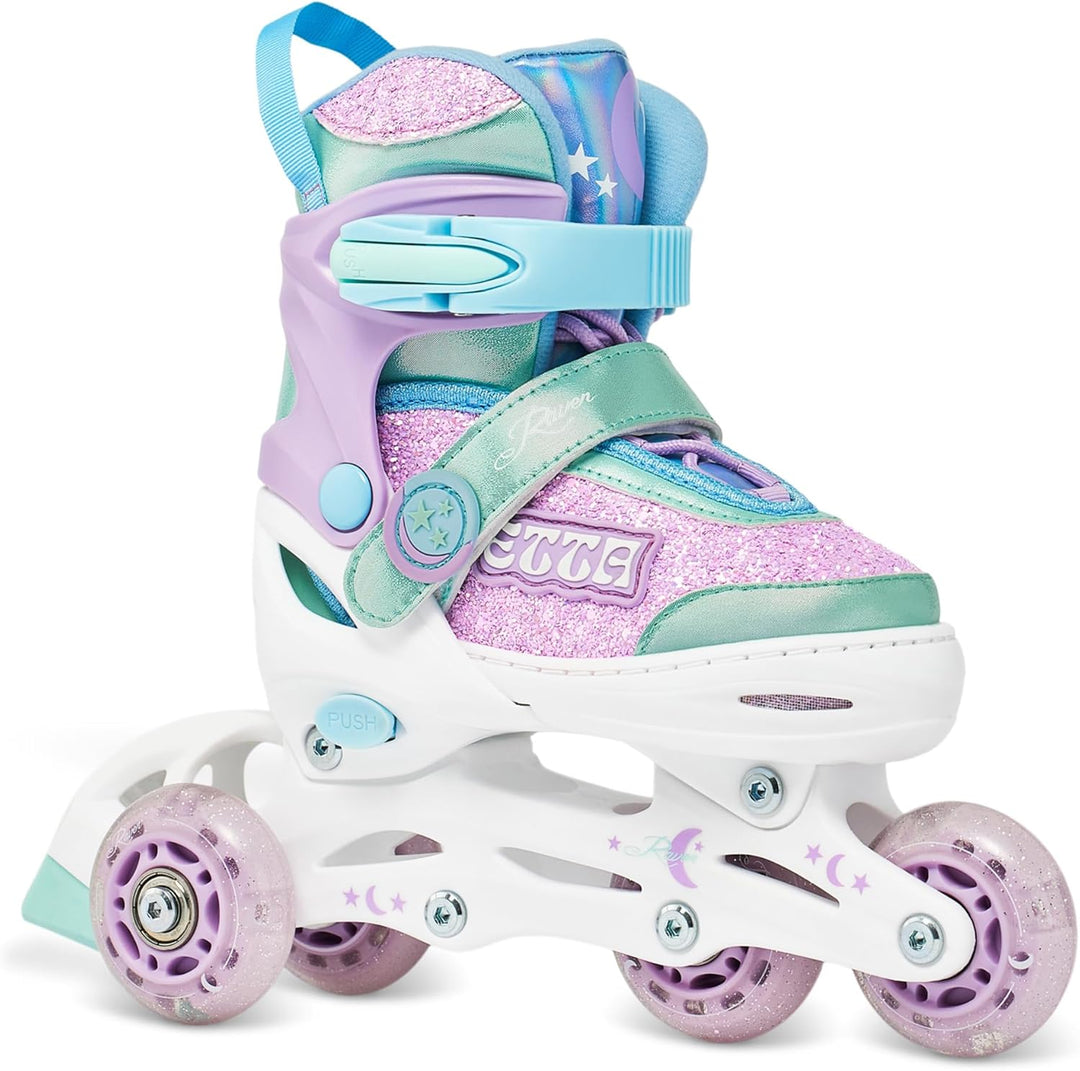 RAVEN 4in1 Inline Skates Triskates Rollschuhe Schlittschuhe Inliner für Kinder Mädchen verstellbar 2