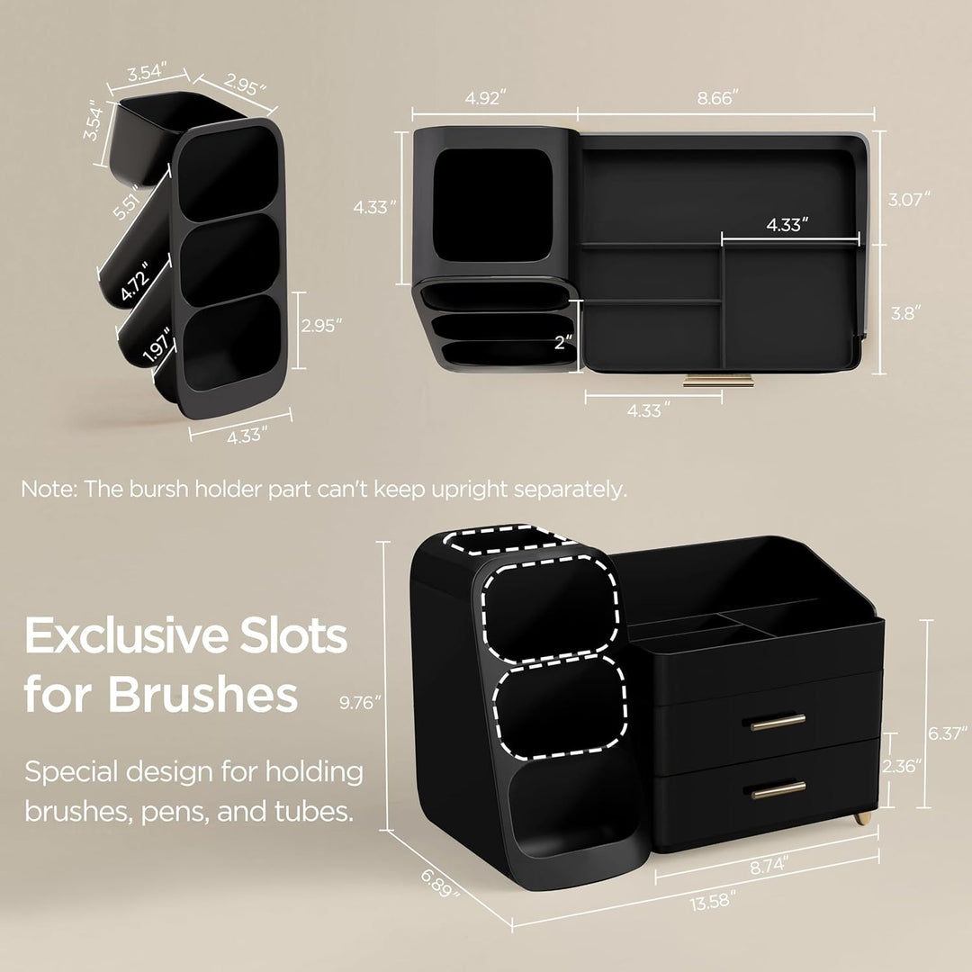 hblife Makeup Kosmetik Organizer mit Schubladen, Pinsel Organizer, 3-in-1 Plastic Kosmetik Aufbewahr