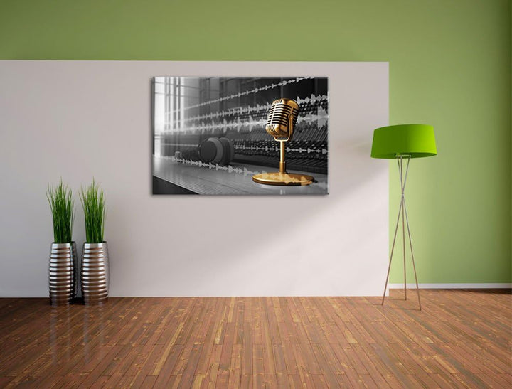 Cooles Musikstudio schwarz/weiss Format: 100x70 auf Leinwand, XXL riesige Bilder fertig gerahmt mit