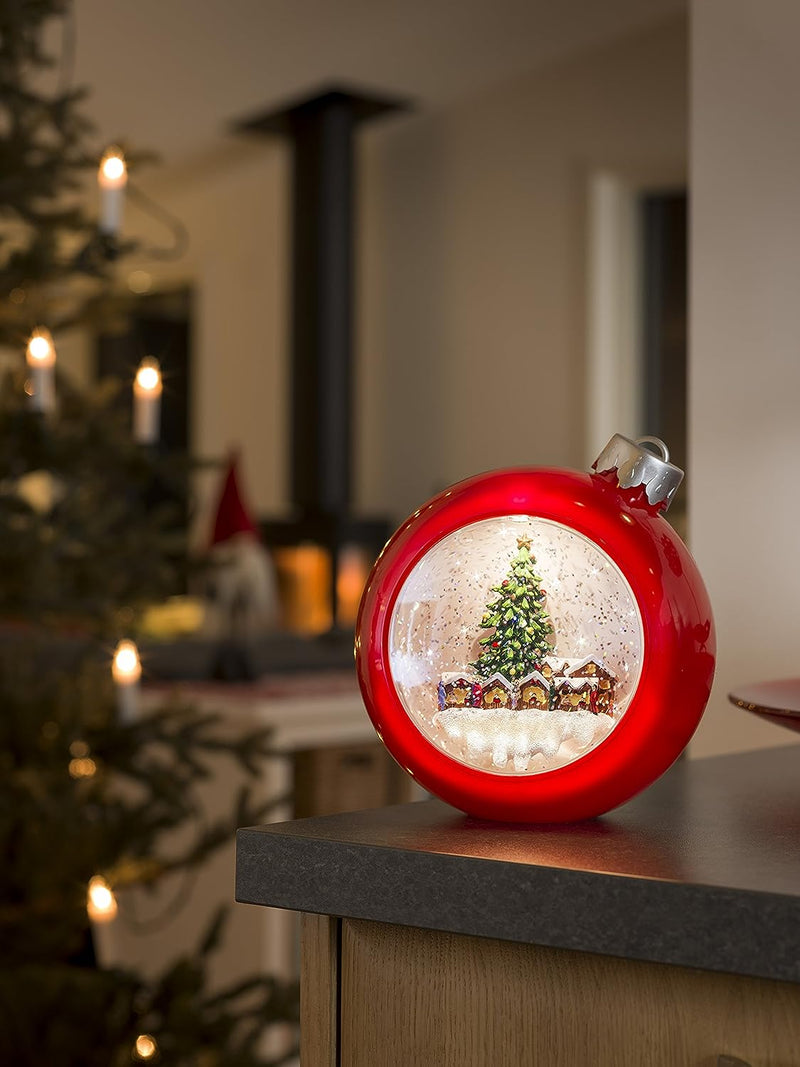 Konstsmide LED Weihnachtskugel Weihnachtsmarkt, wassergefüllt, 5h Timer, warm weisse Diode, batterie
