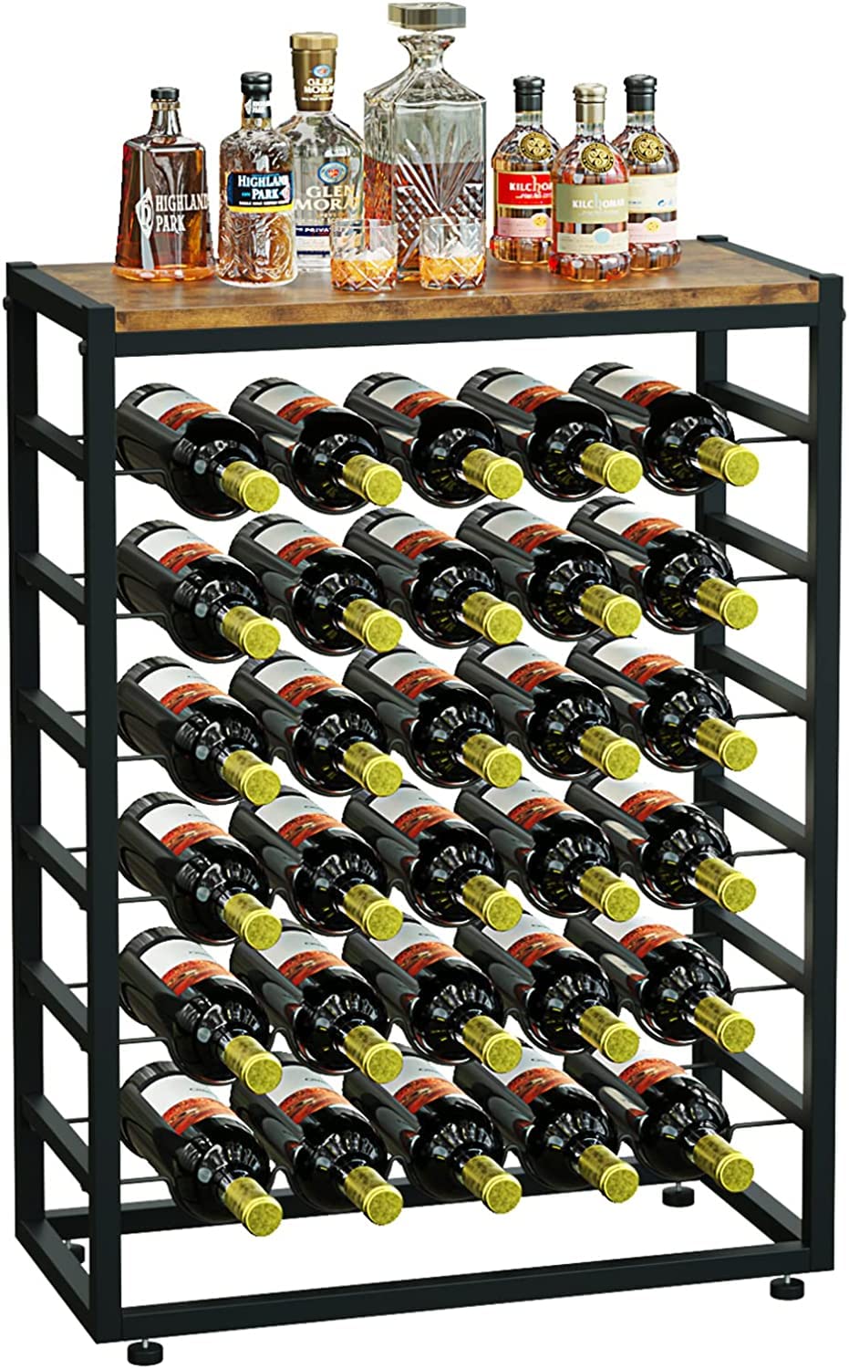 Dripex Weinregal für 30 Flaschen, Flaschenregal mit 6 Etagen, Vintage Weinständer Metall für Keller,