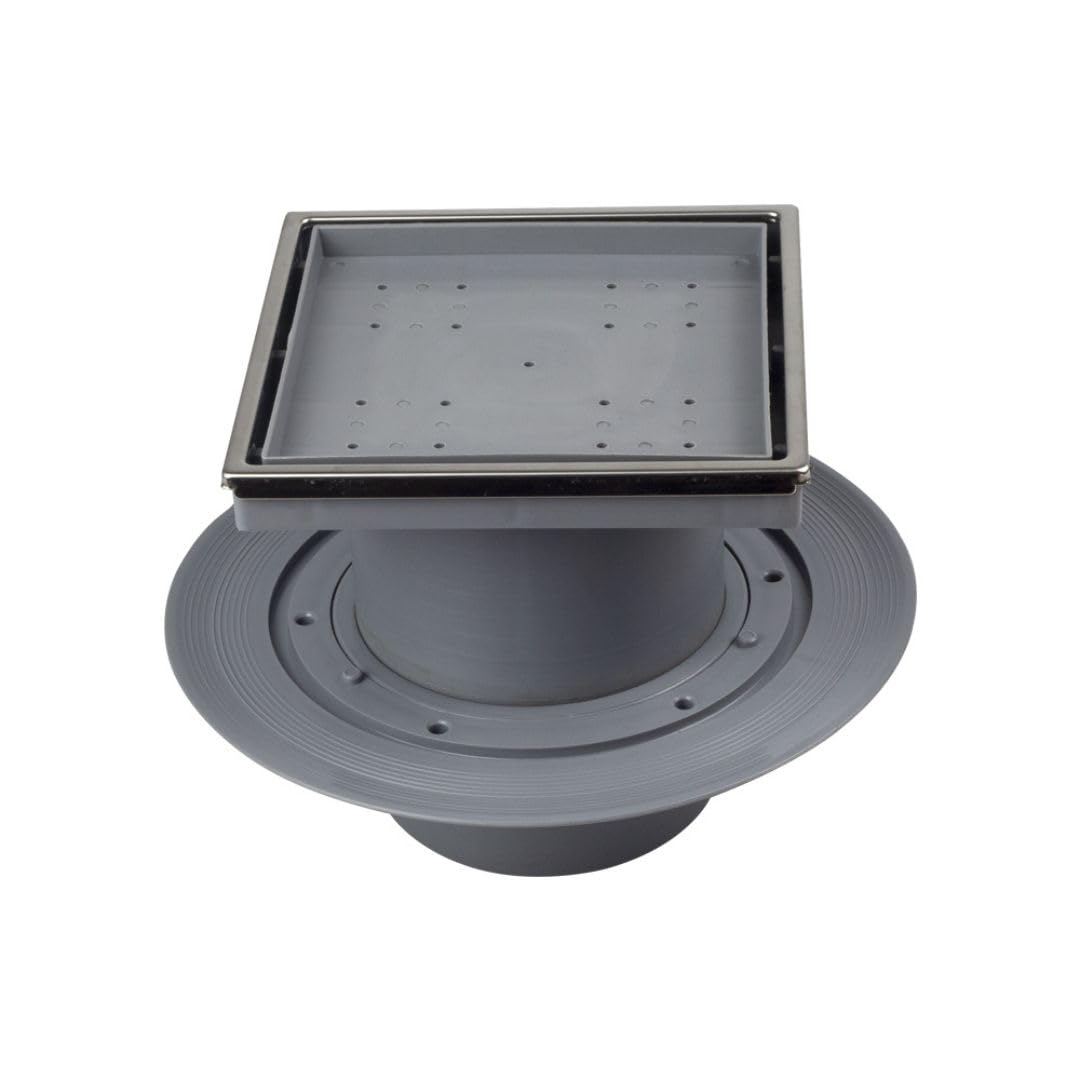 MD Technic – Confluo Bodenablauf 15x15 cm – wählbare Abdeckungen u. Ablaufgarnitur (Vertikal/Senkrec
