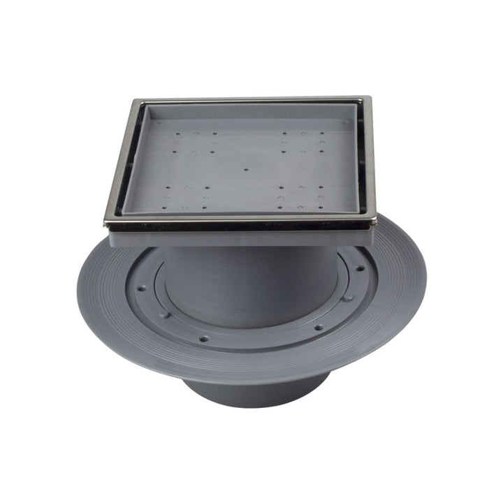 MD Technic – Confluo Bodenablauf 15x15 cm – wählbare Abdeckungen u. Ablaufgarnitur (Vertikal/Senkrec
