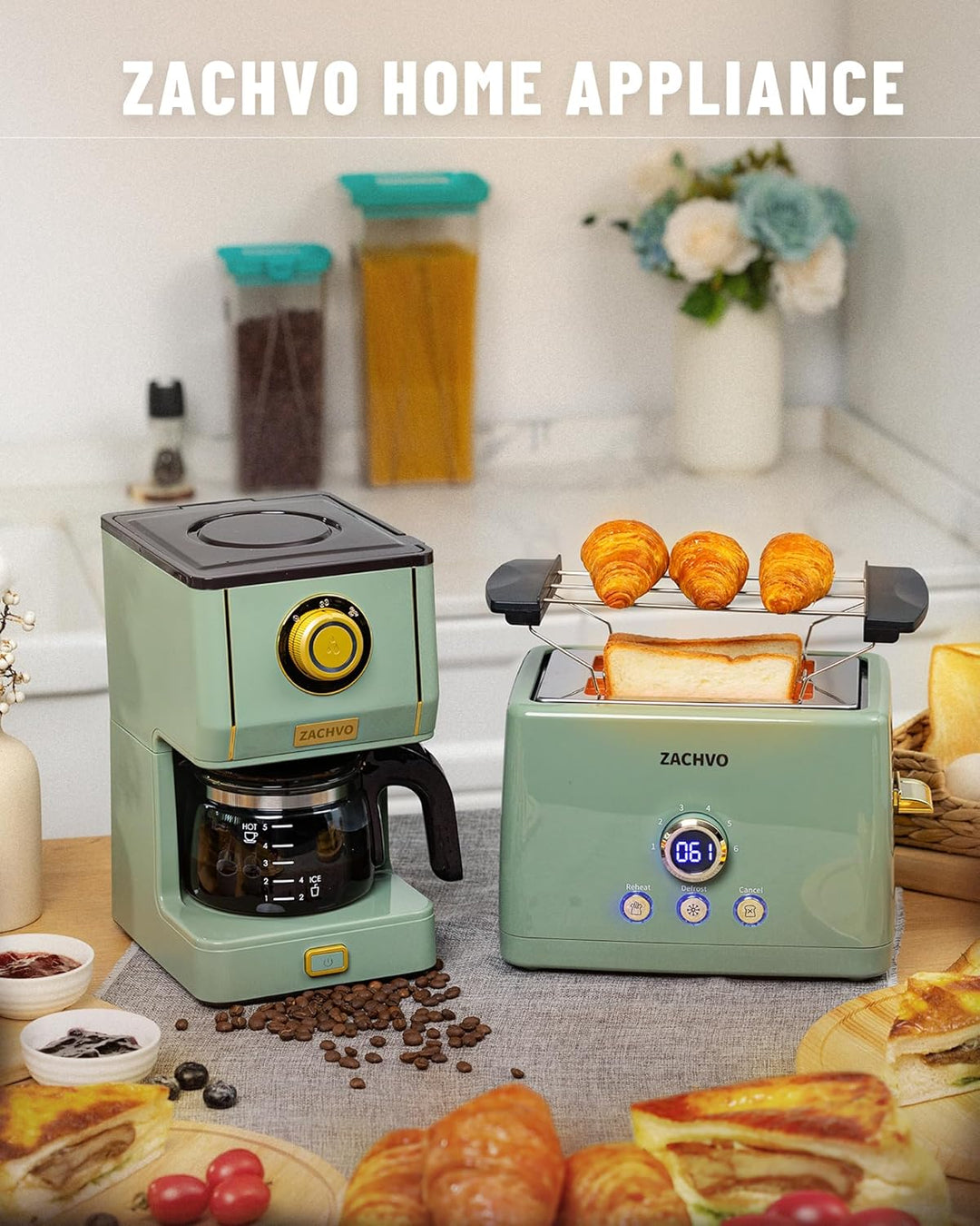 Toaster 2 Scheiben - ZACHVO Toaster mit Brötchenaufsatz, 6 Bräunungsstufe - 850W Toaster mit Herausn