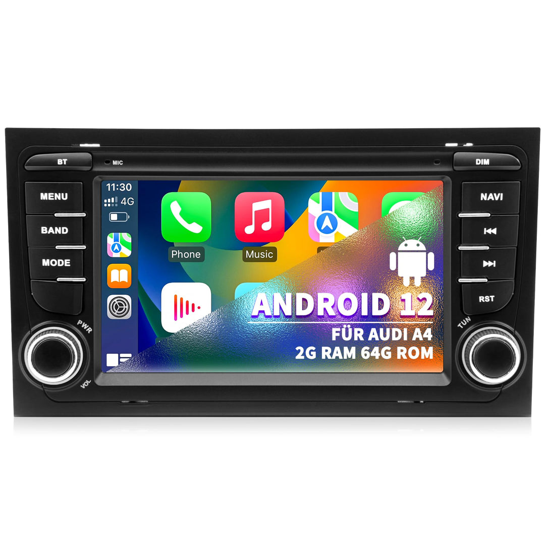 Autoradio für Audi A4 S4 B6 B7 RS4, Android 12 System 2G+64G, 7 Zoll IPS Touchscreen, Unterstützt GP