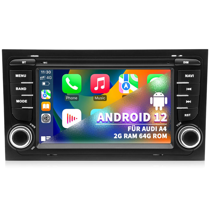 Autoradio für Audi A4 S4 B6 B7 RS4, Android 12 System 2G+64G, 7 Zoll IPS Touchscreen, Unterstützt GP