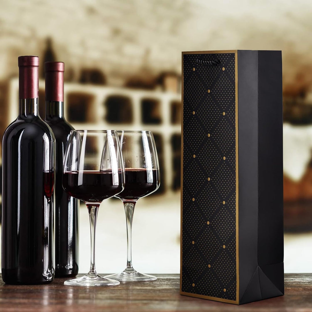 10 Flaschentüten Geschenktüten für Weingeschenke wie Wein Prosecco und Champagner Dunkelblau Gold, D