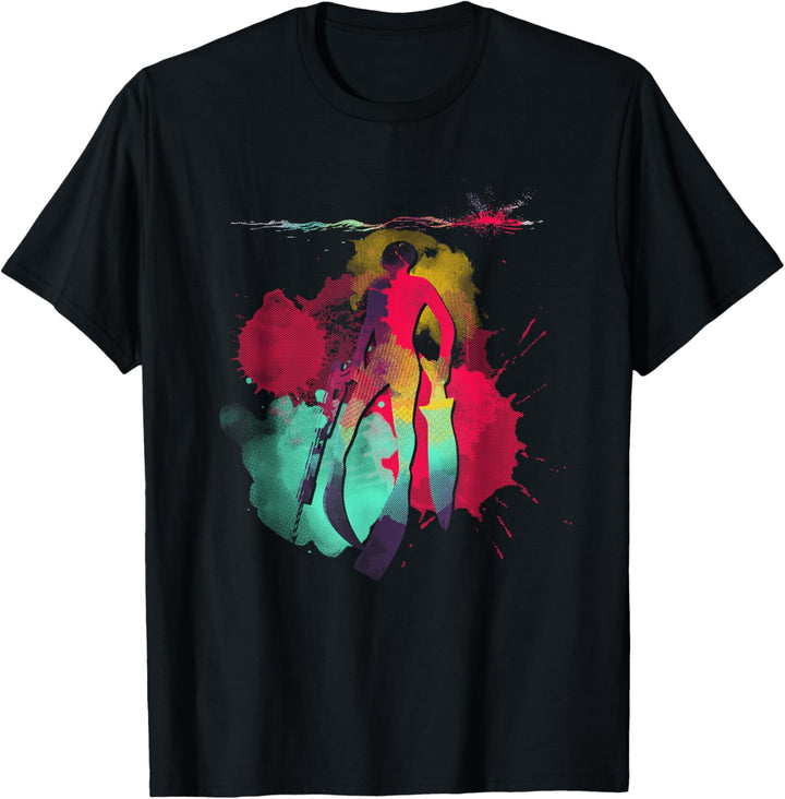 Tauchen Speerfischer Geschenk Farbenfrohes Speerfischen T-Shirt