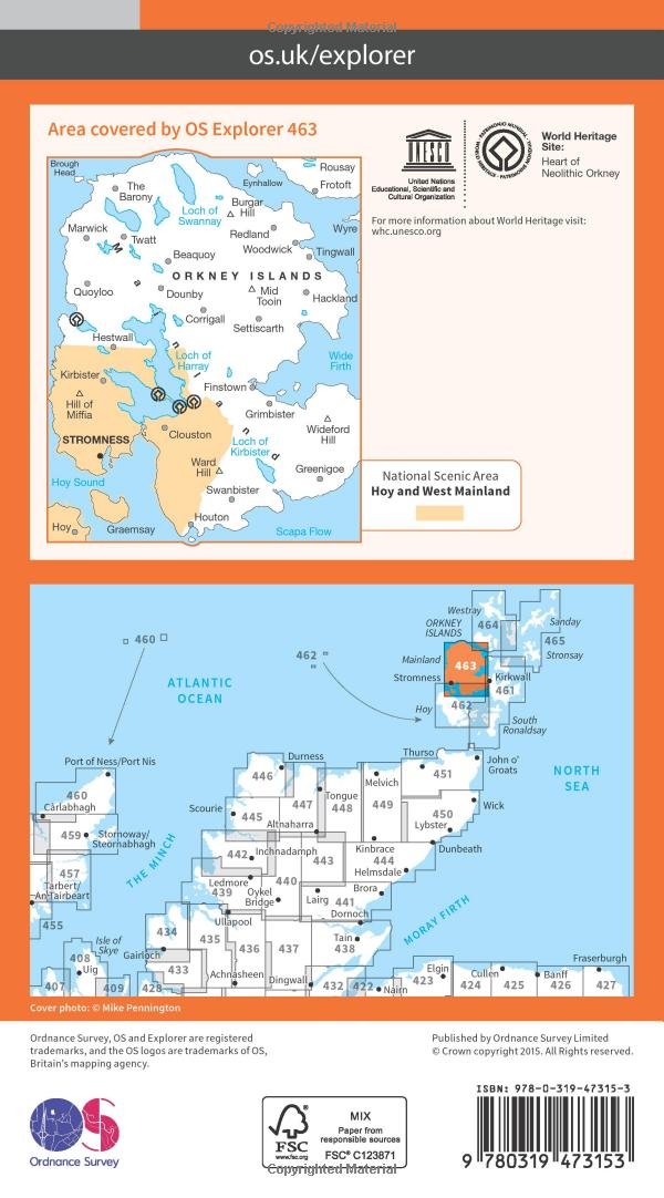 Orkney - West Mainland (OS Explorer Active Map, Band 463), Karte