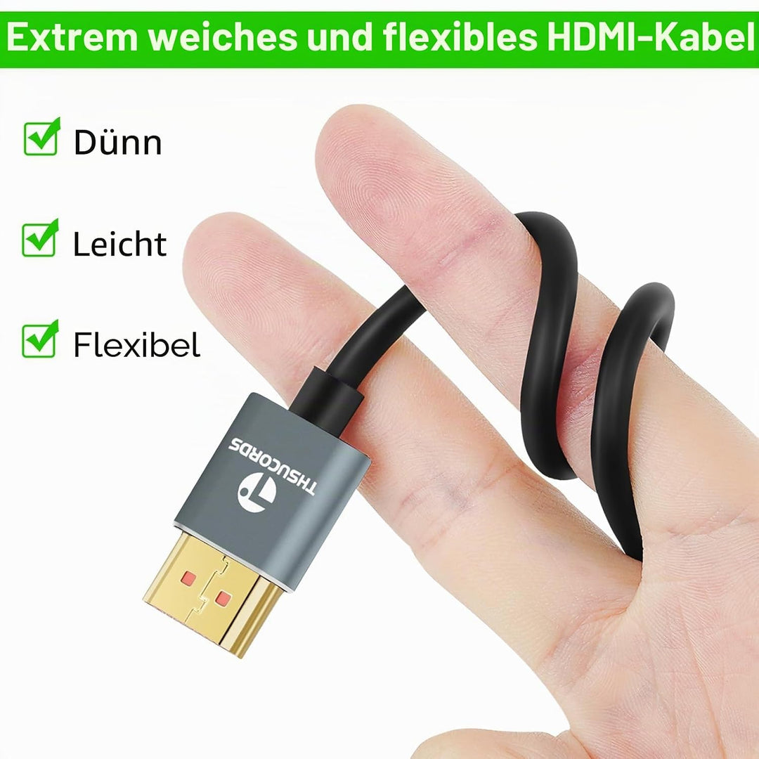Ultradünne 8K 4K HDMI Kabel 1M 5 Stück, Schlanke Flexible Weiche Hochgeschwindigkeits HDMI 2.1 Unter
