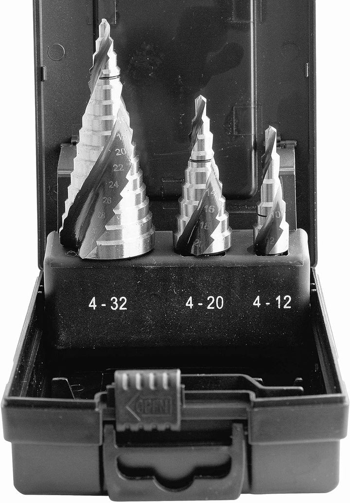 Proteco-Werkzeug® HSS Titan TIN TiALN Profi Stufenbohrer Konusbohrer Schälbohrer Metallbohrer Set 3-