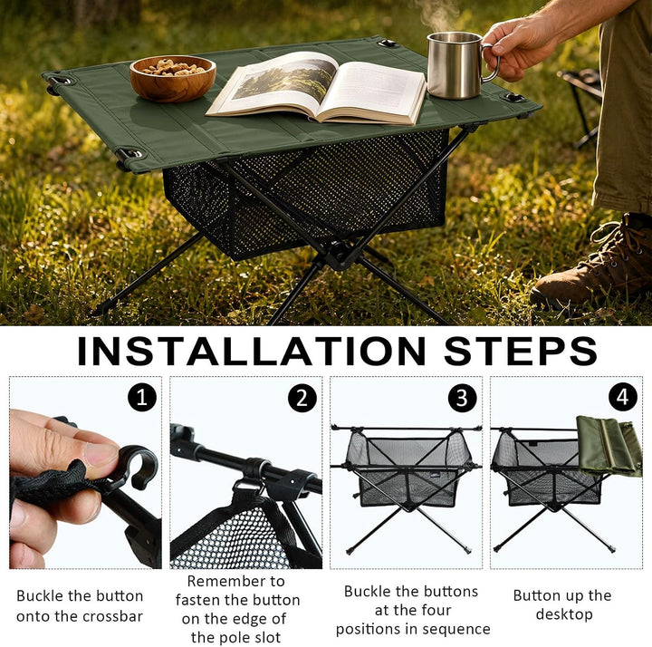 Klappbarer Campingtisch Ultraleicht und stabil, Tragbarer Outdoor Tisch mit praktischer Tragetasche,