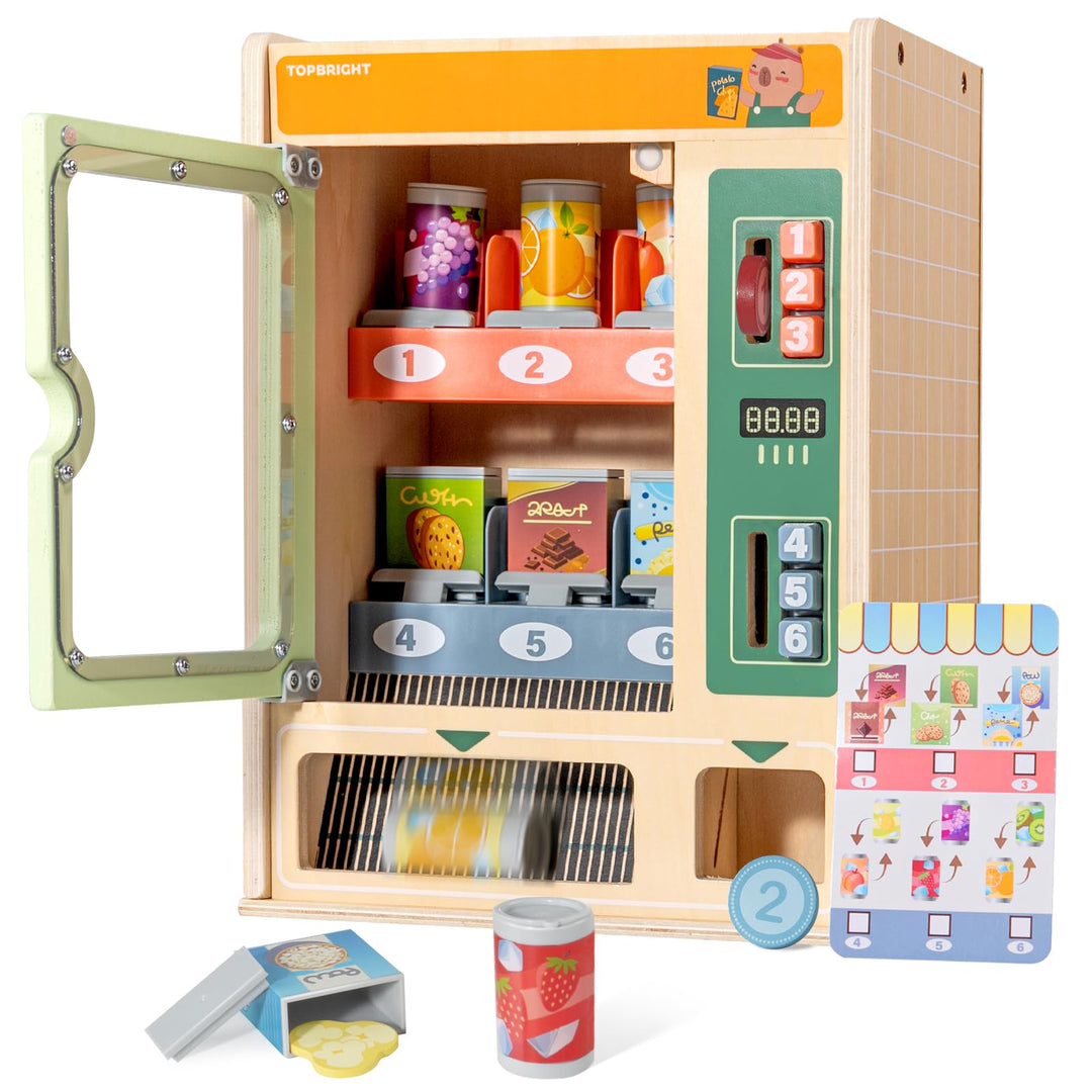 TOP BRIGHT Verkaufsautomat für Kinder ab 3 Jahren, Spielküche Zubehör Küchenset mit Snacks, Getränke