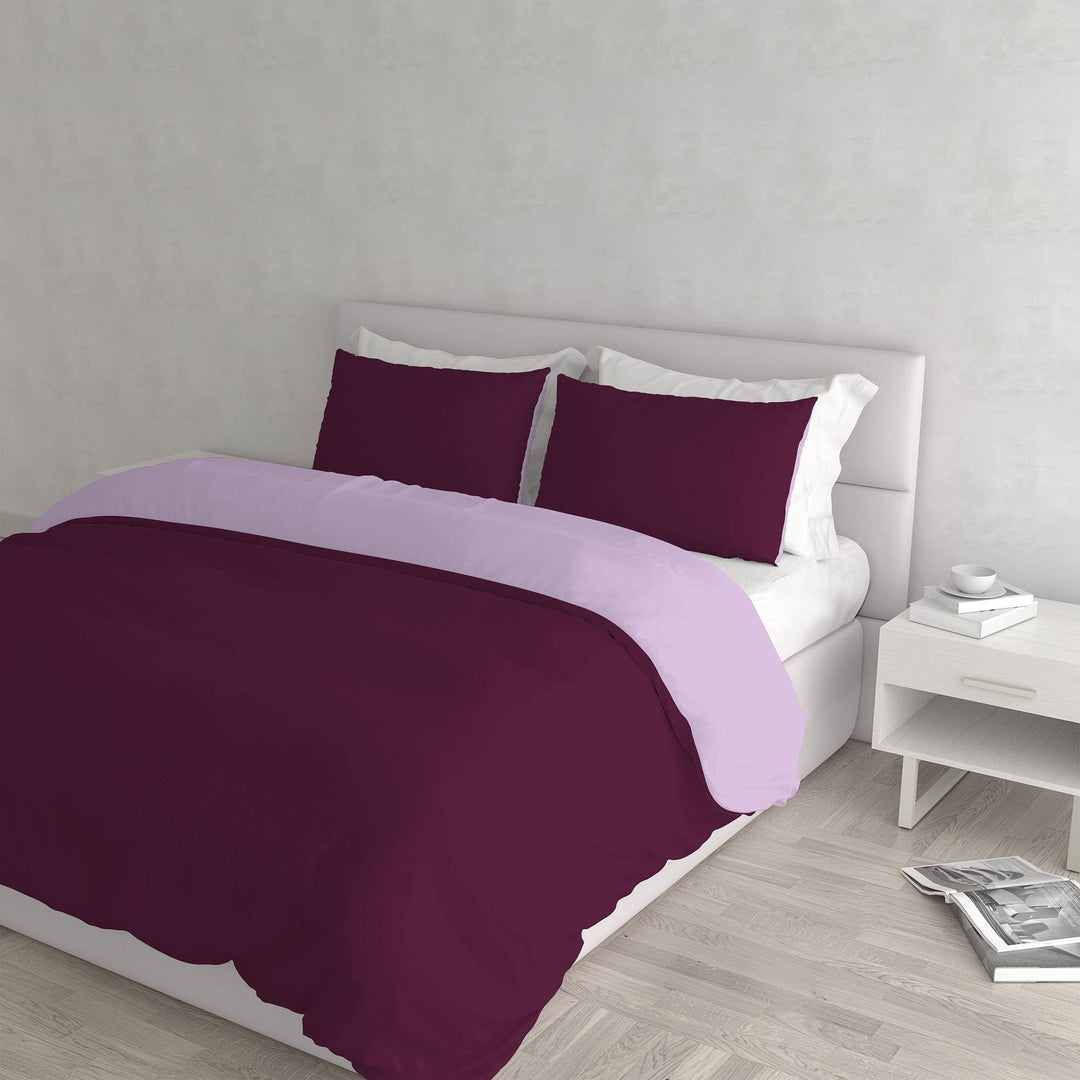 Italian Bed Linen Bettwäsche-Set, Leinen Baumwolle, Flieder/Pflaume, 160 x 190 cm, Flieder/Pflaume