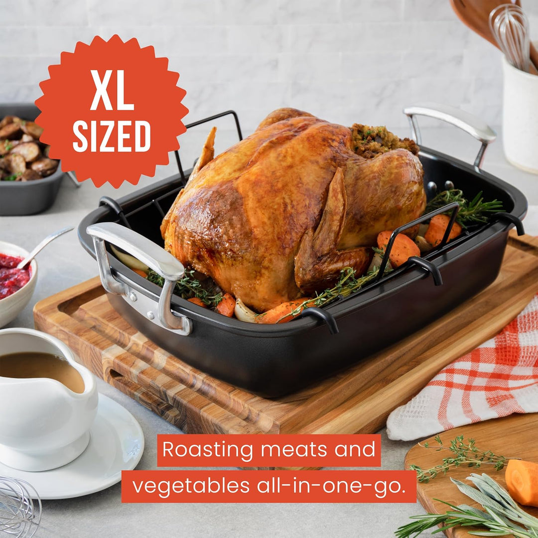 Chef Pomodoro Deluxe Grosse Bratpfanne aus Karbonstahl mit U-Rost, 47 x 37 cm, Extra-Gross, Grau – D