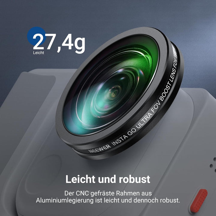 NEEWER Weitwinkelobjektiv kompatibel mit Insta360 GO Ultra, 185° FOV, mehrfachvergütetes HD Optische