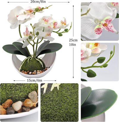 BREUAILY 2Pcs Künstliche Orchideenblumen Phalaenopsis Bonsai Kunstpflanze Orchideen Künstliche mit Ü