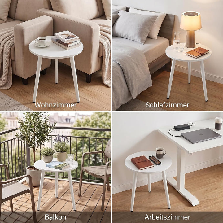 APICIZON Beistelltisch, Couchtisch rund Ø 42 cm, Höhe 51 cm, Sofatisch mit Beinen aus Massivholz, Sk