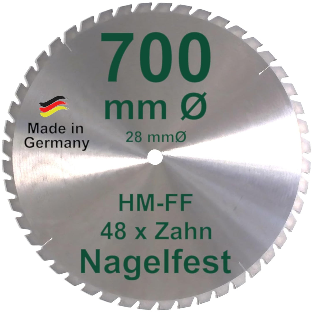 HM Sägeblatt 700 x 28 mm NAGELFEST FF Hartmetall FSP Kreissägeblatt 700mm für Bauholz Brennholz Scha