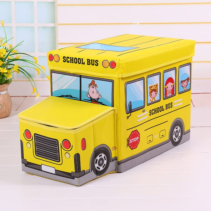 RHP Sitzbox Sitzhocker Kinder, Staubox mit Deckel, Spielzeug, faltbar, Polizei, Schulbus, Eiswagen,