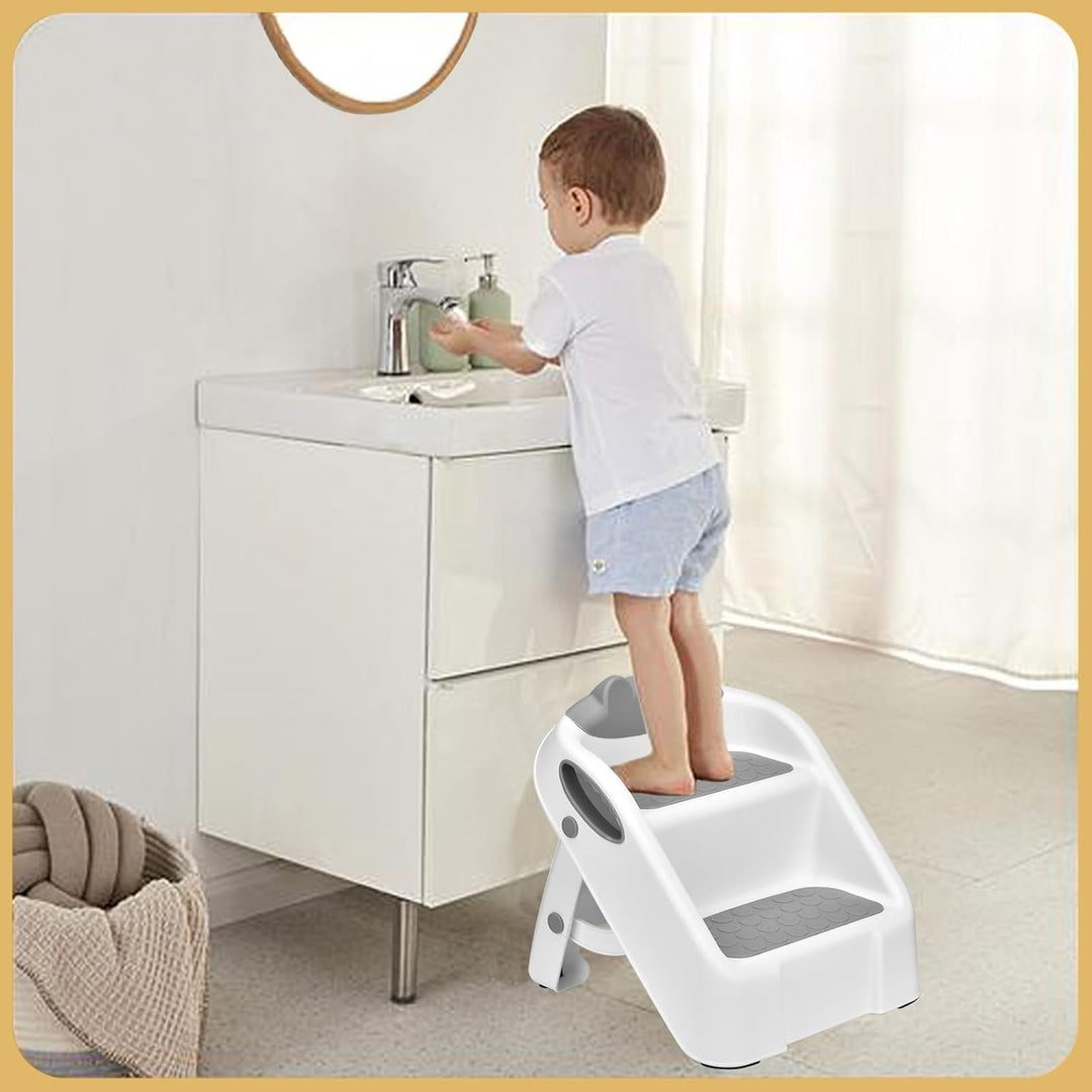 Tritthocker Kinder 2 Stufen, Klappbar Hocker Kinder, Anti-Kipp Trittschemel für 1-3 Jahren Baby Kind